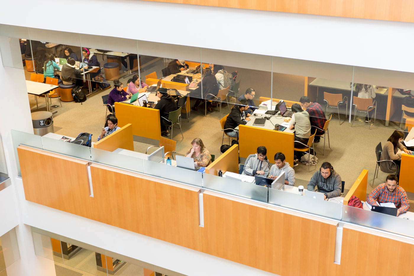 students in library sitting at desk