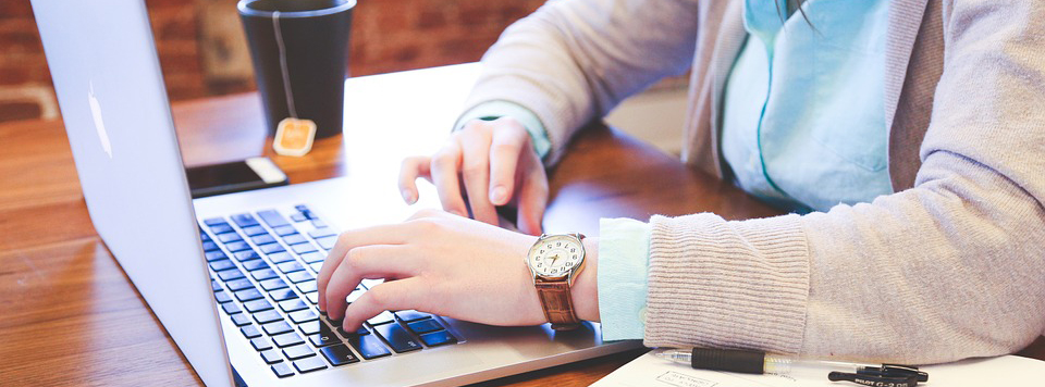 person learning on a laptop computer.