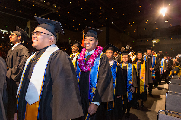 Students at commencement ceremony