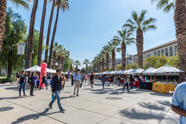 grad fair at SJSU , info tents