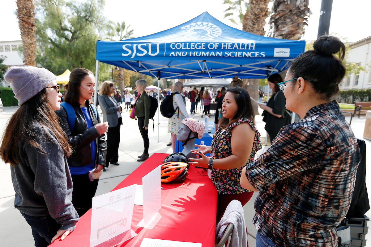 Students gather program information at health weej