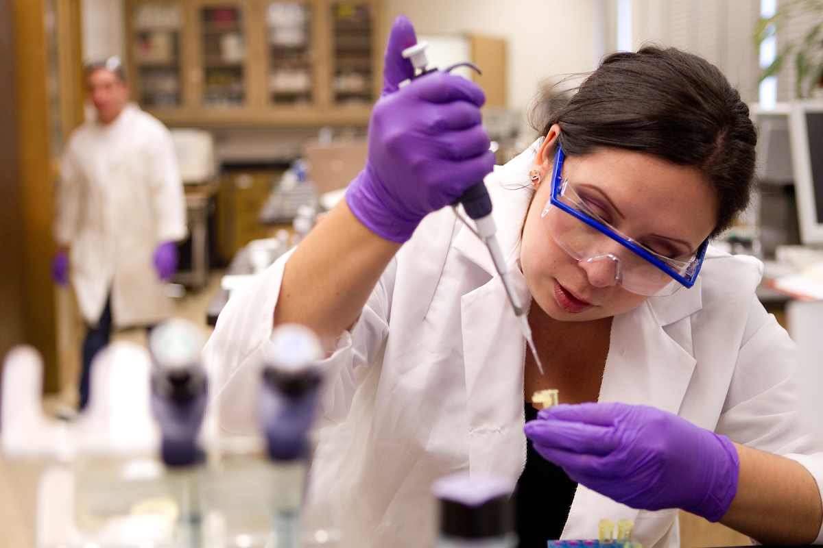 student in a lab