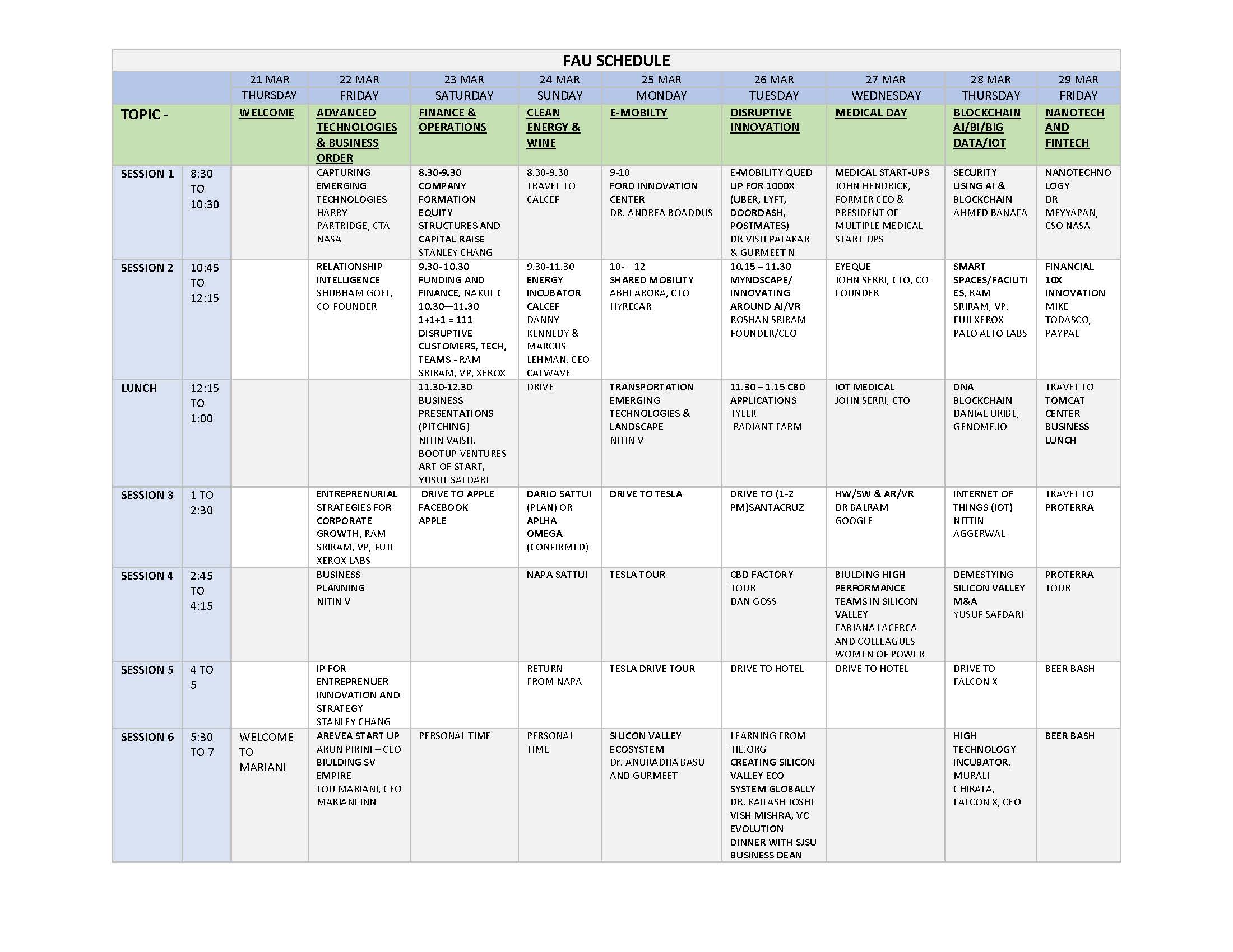 Sample Schedule