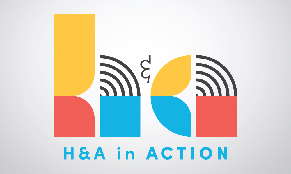 H&A in Action Logo on Gray Background
