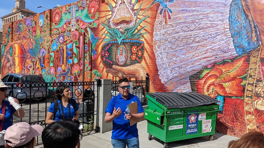 mural with 2 people talking