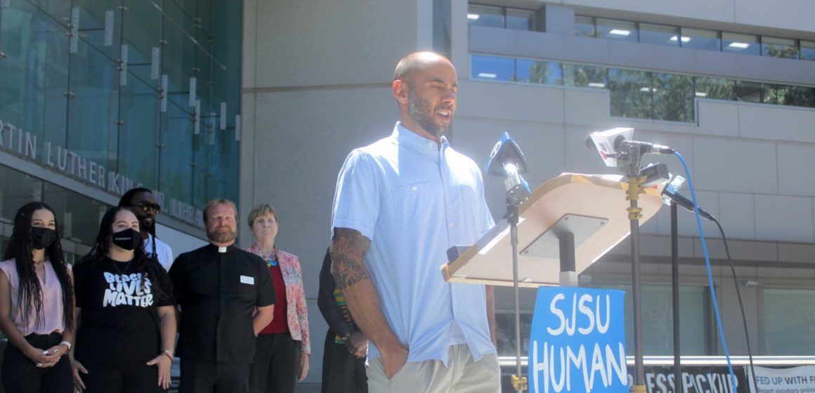 Dr. Armaline speaking at press conference