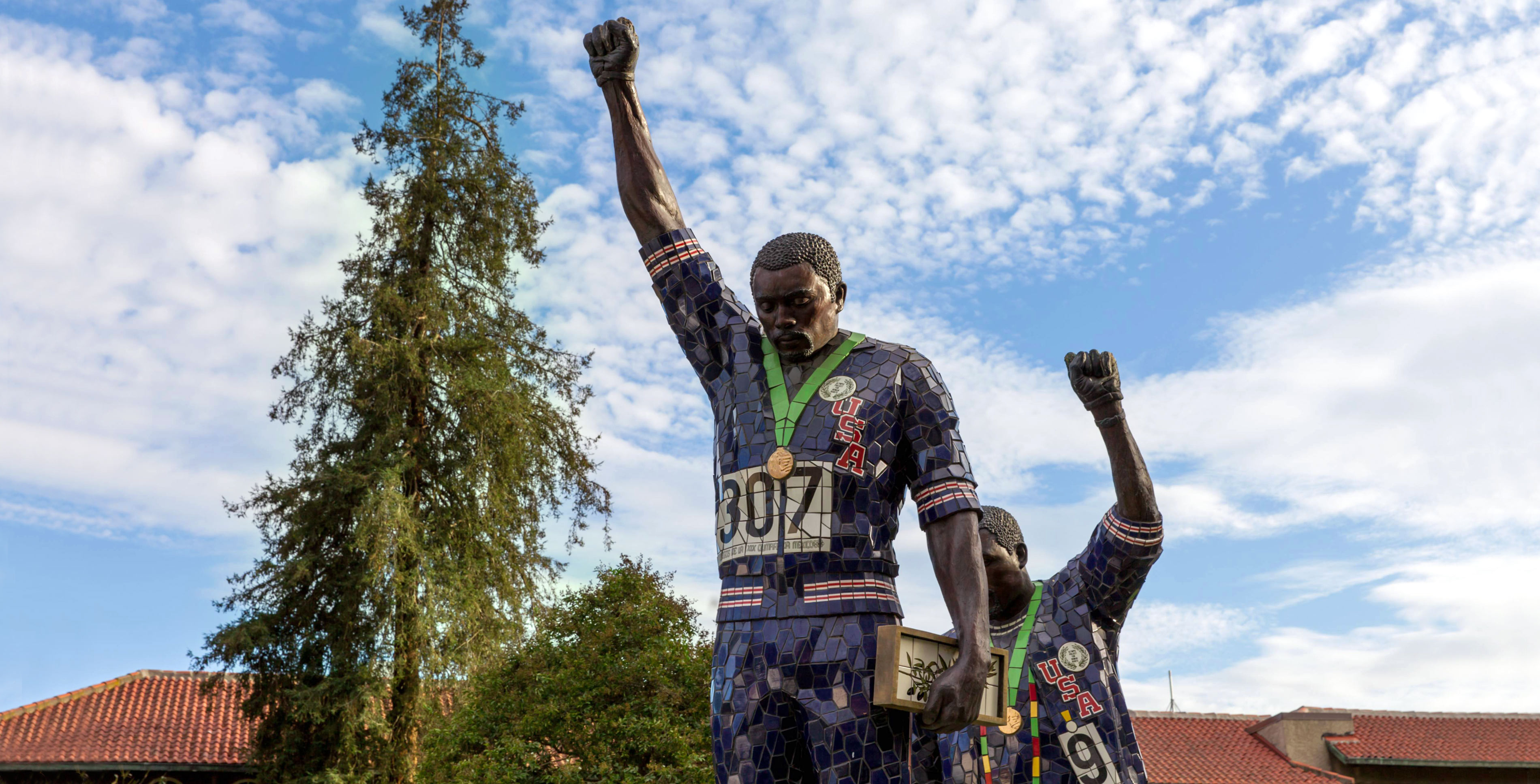 Statue of John Carlos and Tommie Smith.