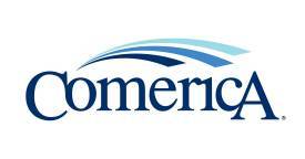 Comerica Bank logo: the word Comerica in flowing blue letters with a green highlight