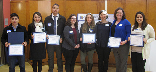 Eddith Kinney and students at award ceremony