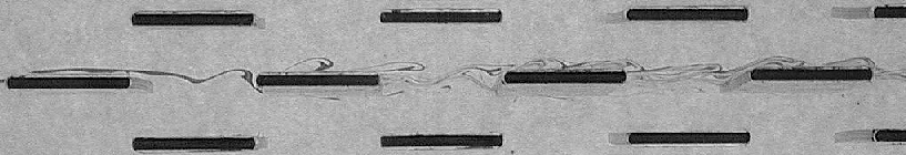 Flow visualization of offset-strip fin array