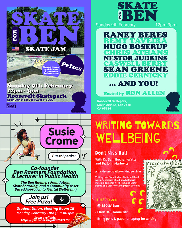 four fliers for Skate for Ben events