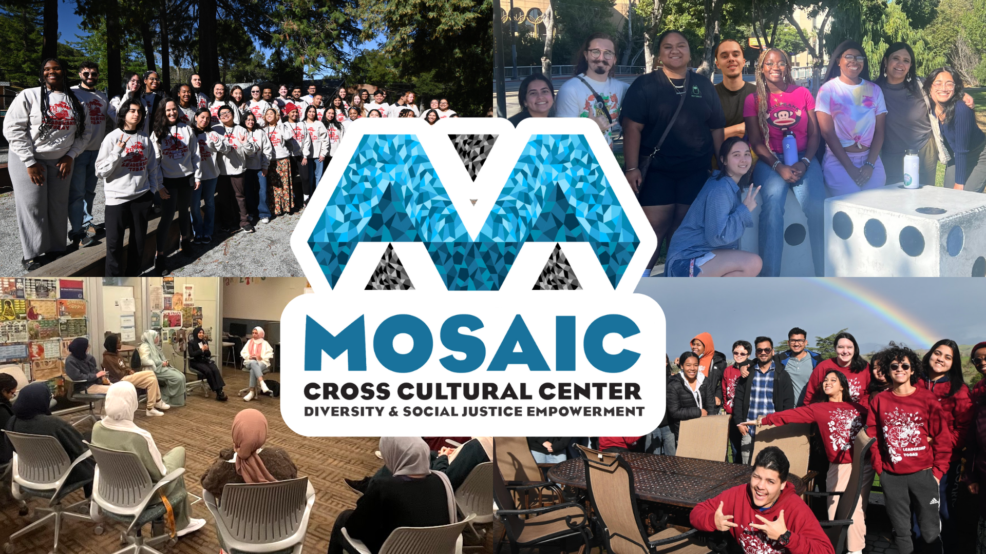 collage of mosaic programs with mosaic logo in the center