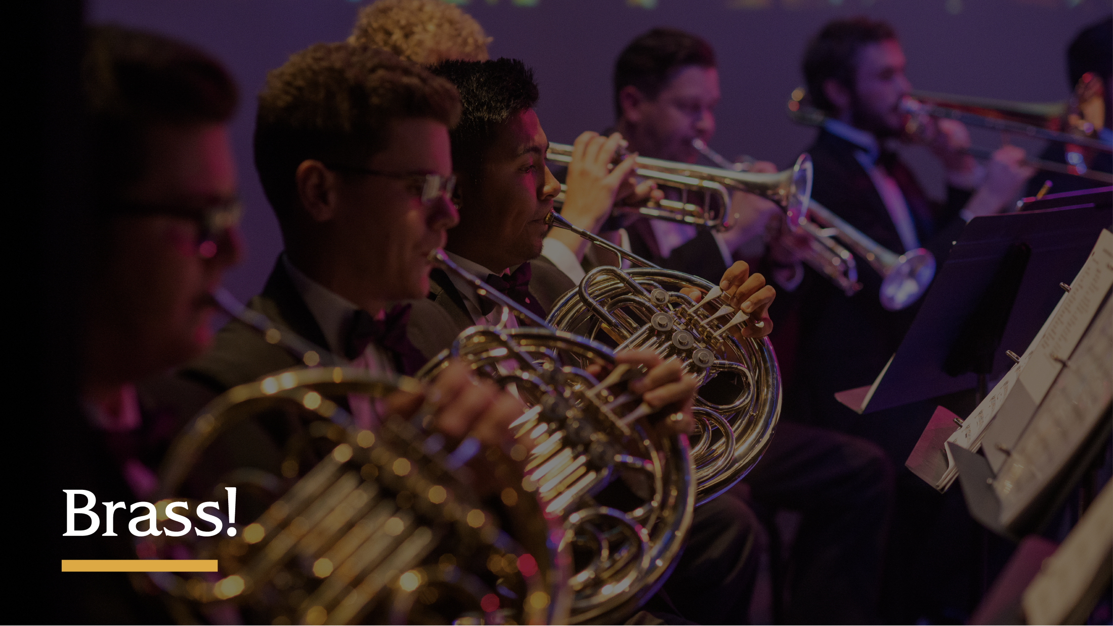 Group of students playing brass instruments.