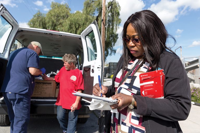 Mercy Egbujor, TVFSON alumni, working with a mobile health unit.