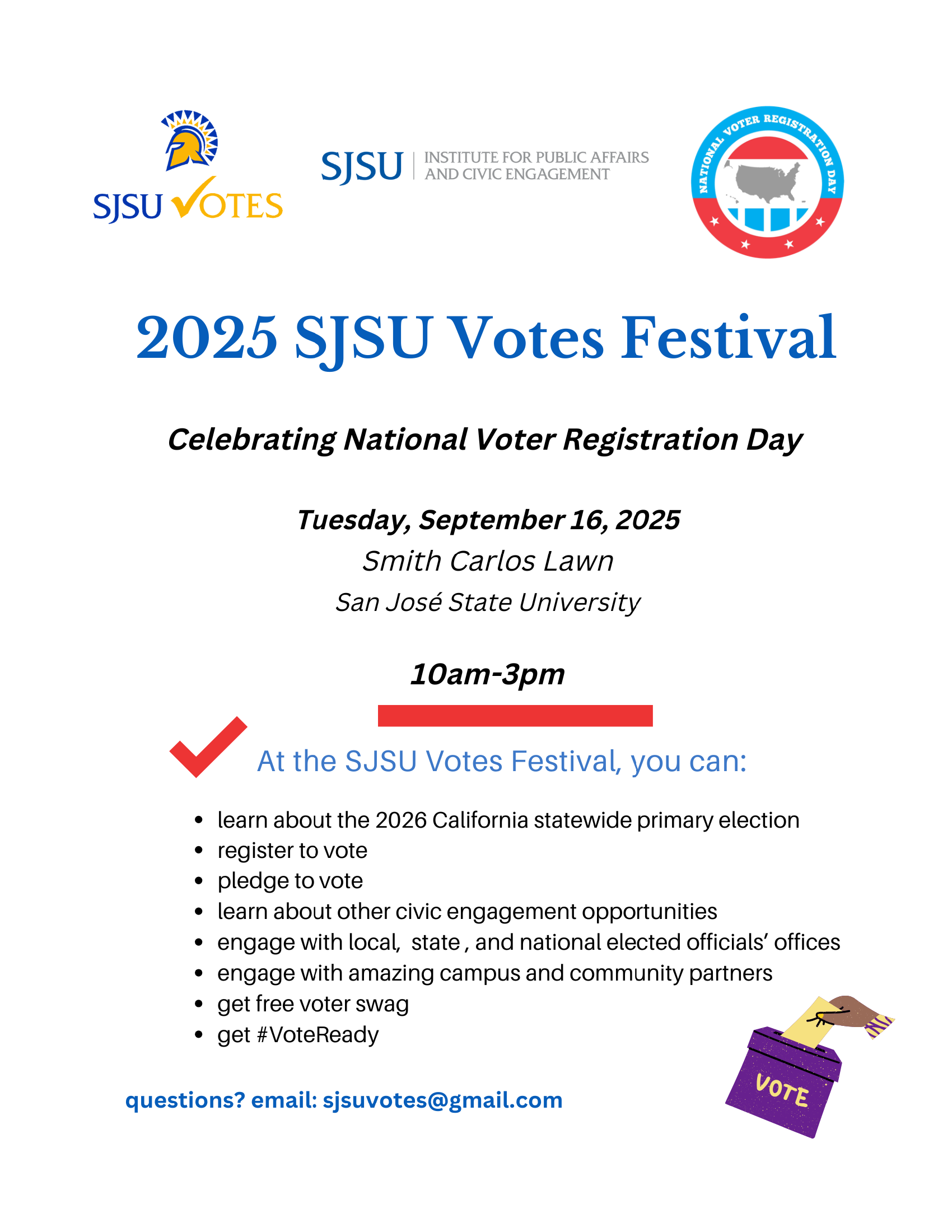 2025 SJSU Votes Festival Flyer