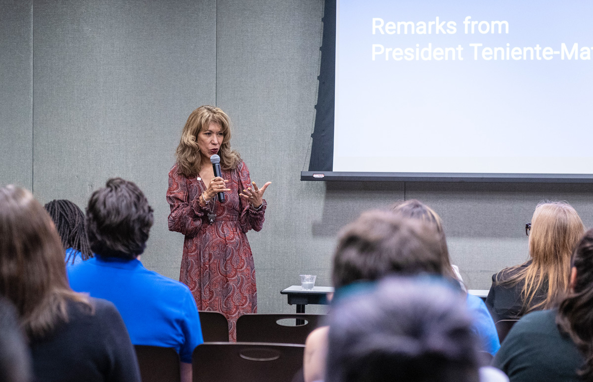 The president speaking to an audience.