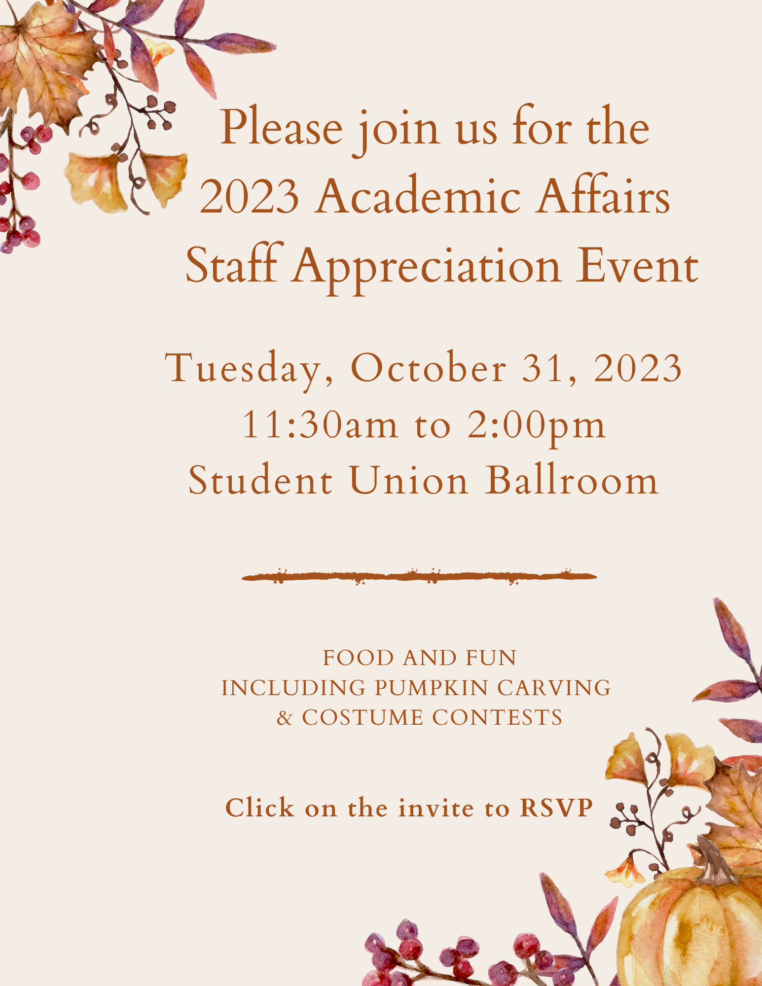 Invite for 2023 staff appreciation event