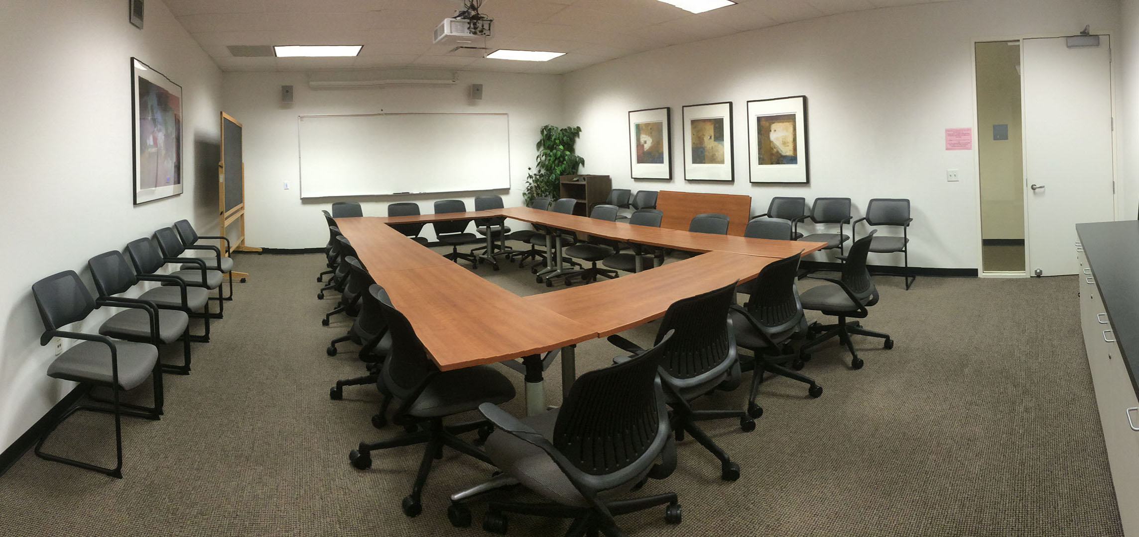 An empty meeting room.