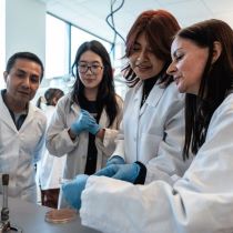 Elizabeth Skovran with student researchers in her lab. Photo by Robert C . Bain.