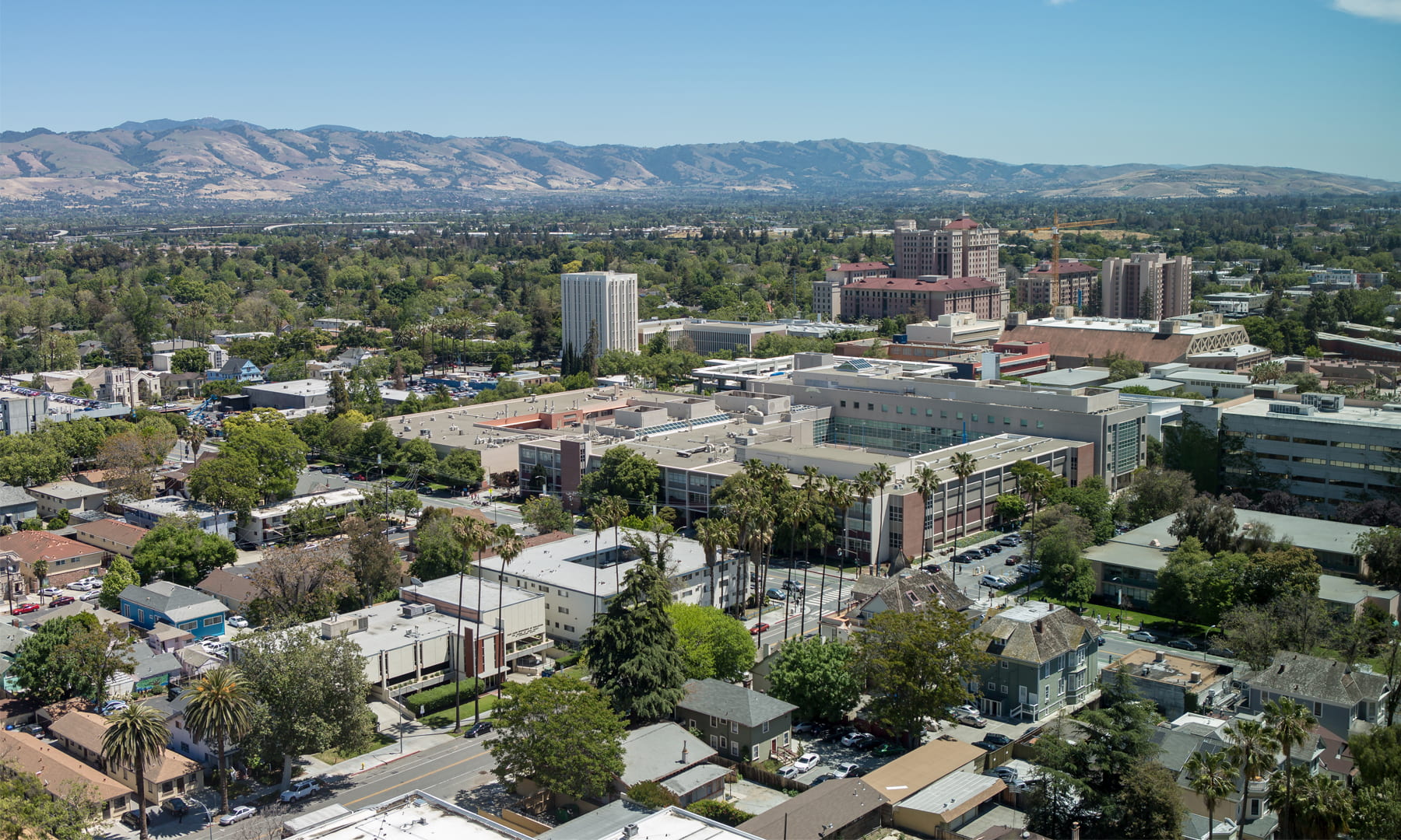 Aerial photo of SJSU campus. Photo by David Schmitz