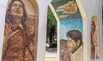 closeup of cesar chavez memorial arch