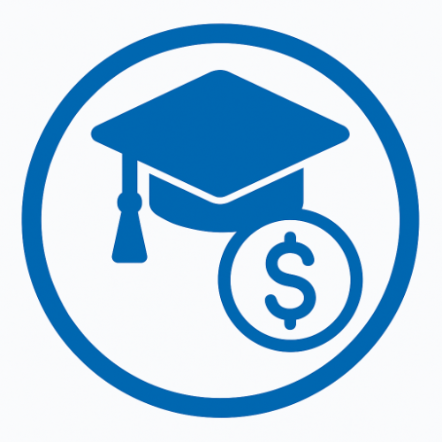 graduation cap with a dollar sign beneath it
