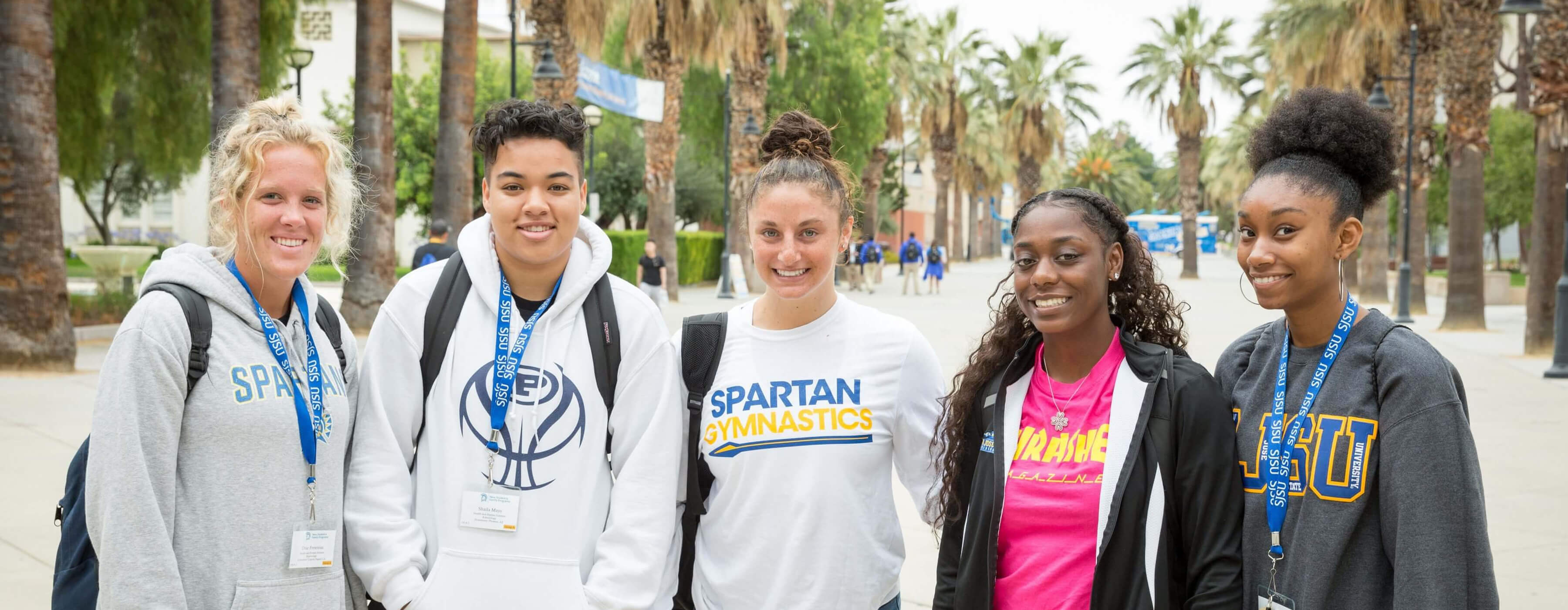 SJSU Freshman students standing on campus