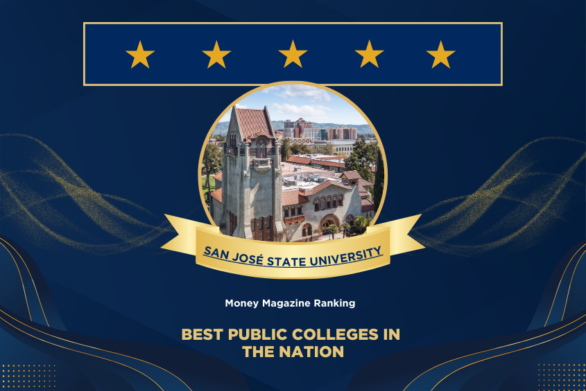 Money Magazine Ranks SJSU with the highest rating of 5 stars.