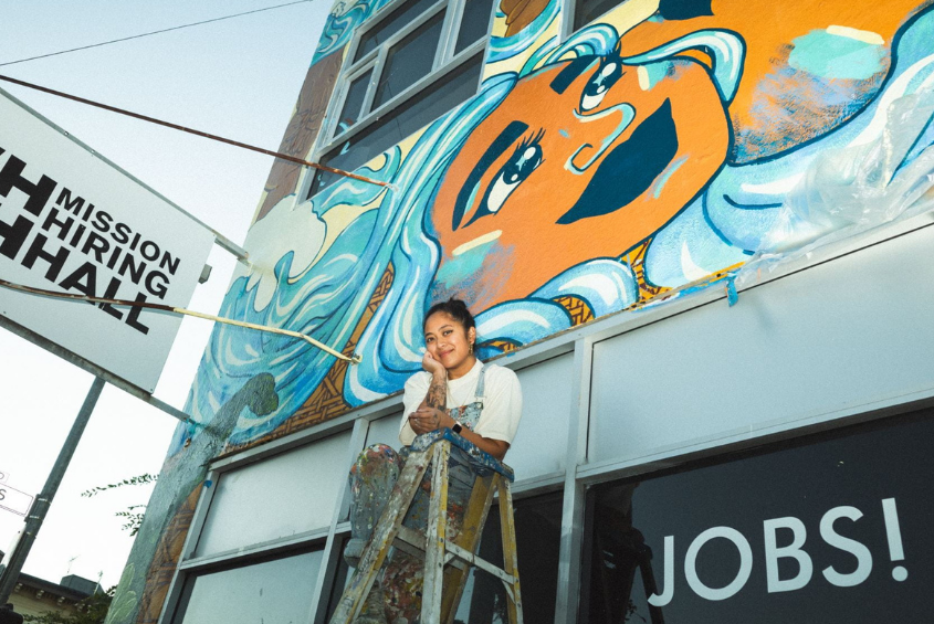 Filipino American muralist Francesca ChiChai Mateo.