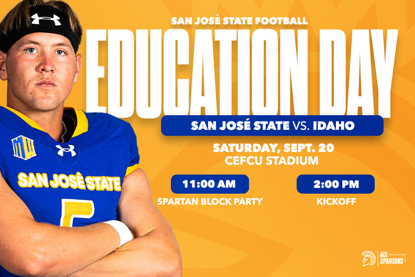 San Jose State vs Idaho at home on Saturday September 20 at 2 pm featuring College of Education Day