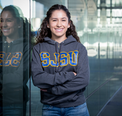 Student at SJSU's Student Union.