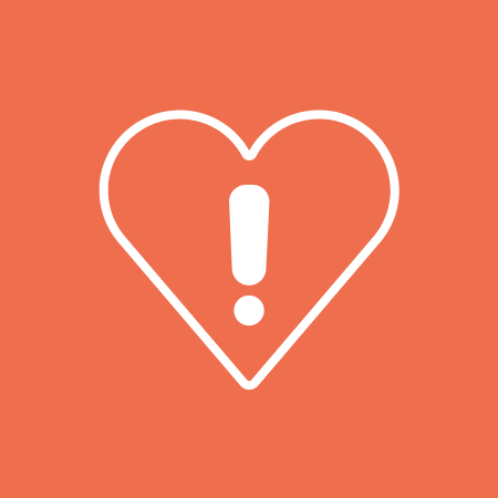 icon for get immediate help showing a heart with an exclamation mark in it