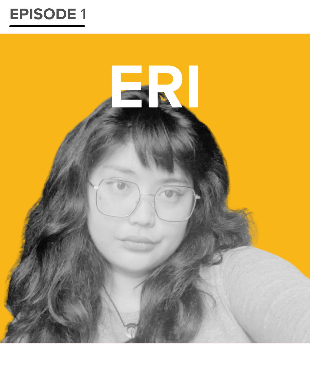 Image of Eri headshot over gold yellow background